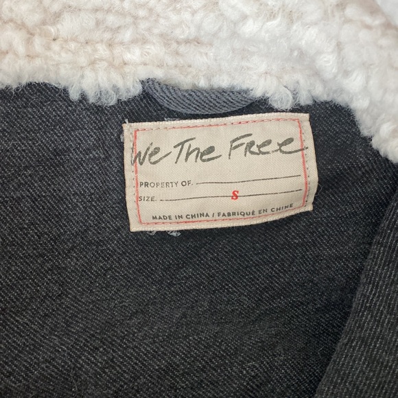 Free people washed black tan and Teddy coat jean  jacket - Picture 7 of 9